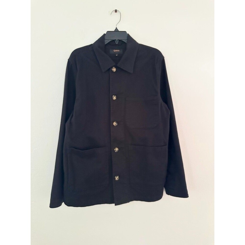 Quince Chore Jacket Organic Cotton Comfort Stretch Black Minimalist Men's Medium